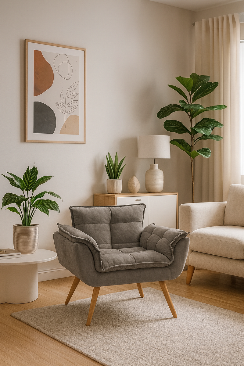 Poltrona Suede com Pés Palito