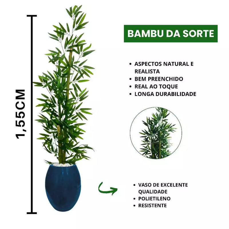 Planta Artificial Bambu Mosso e Vaso de Polietileno