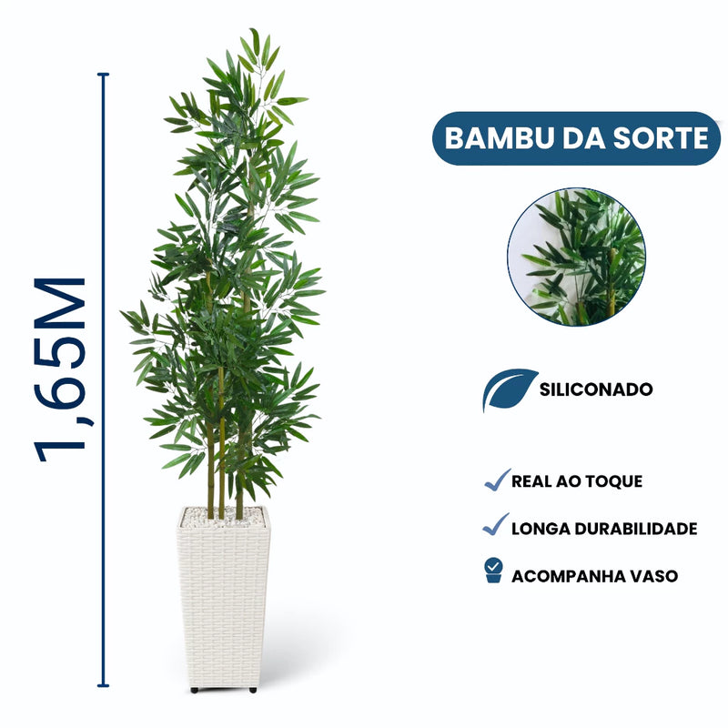 Planta Artificial Bambu Mosso e Vaso de Polietileno