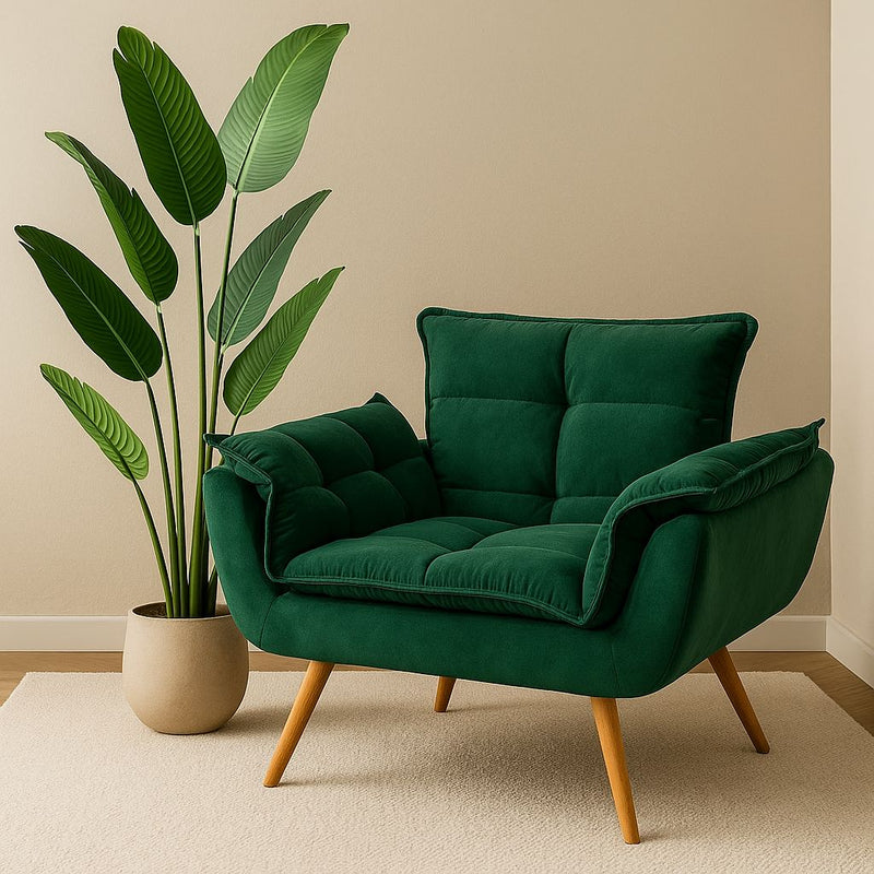 Poltrona Suede com Pés Palito