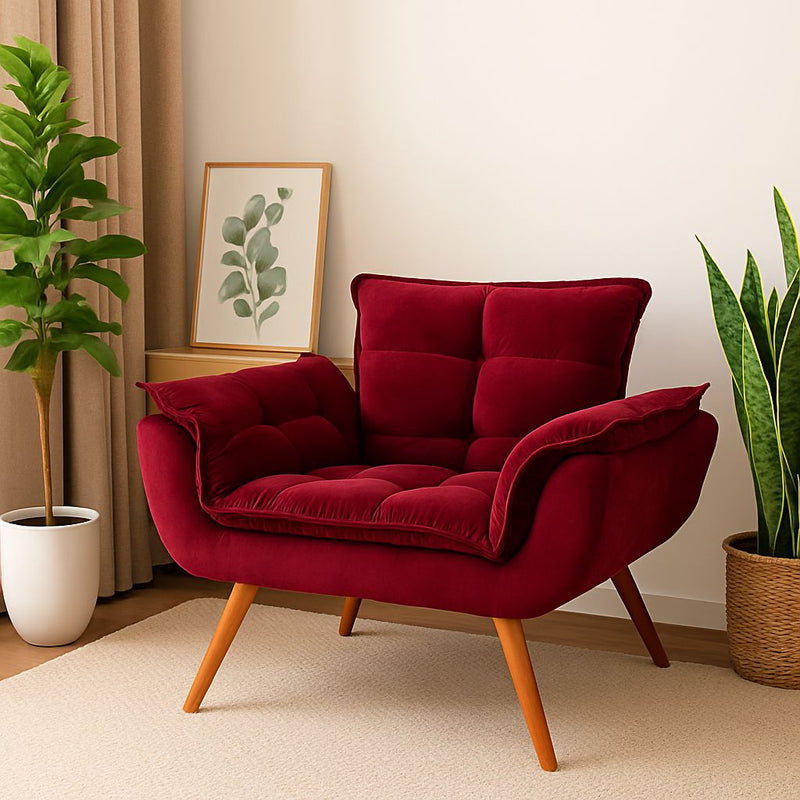 Poltrona Suede com Pés Palito