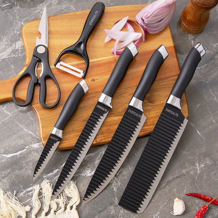 Kit facas de cozinha/Churrasco Profissional Antiaderente 6 Peças