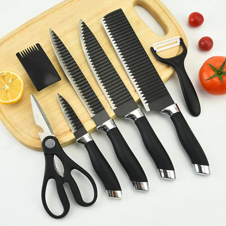 Kit facas de cozinha/Churrasco Profissional Antiaderente 6 Peças